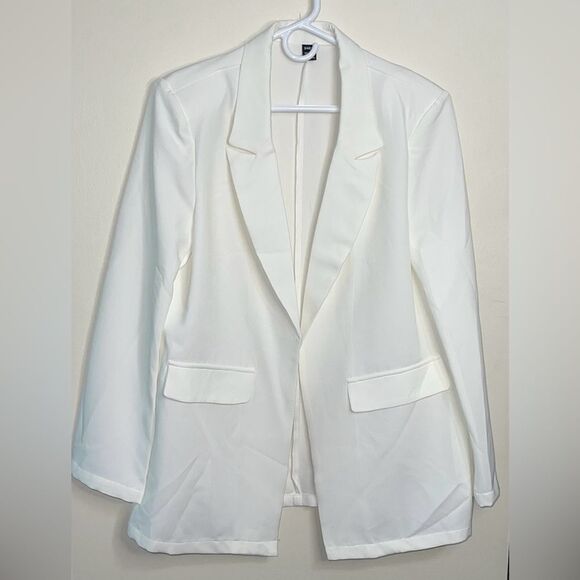 SHEIN Privé Peak Collar Flap Detail Solid Blazer New - Picture 7 of 13